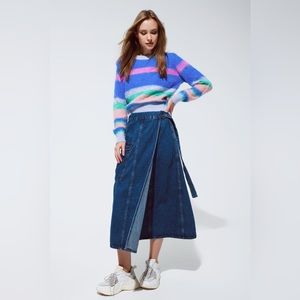 Q2 Maxi Wrap Denim Skirt With Pocket Detail 10